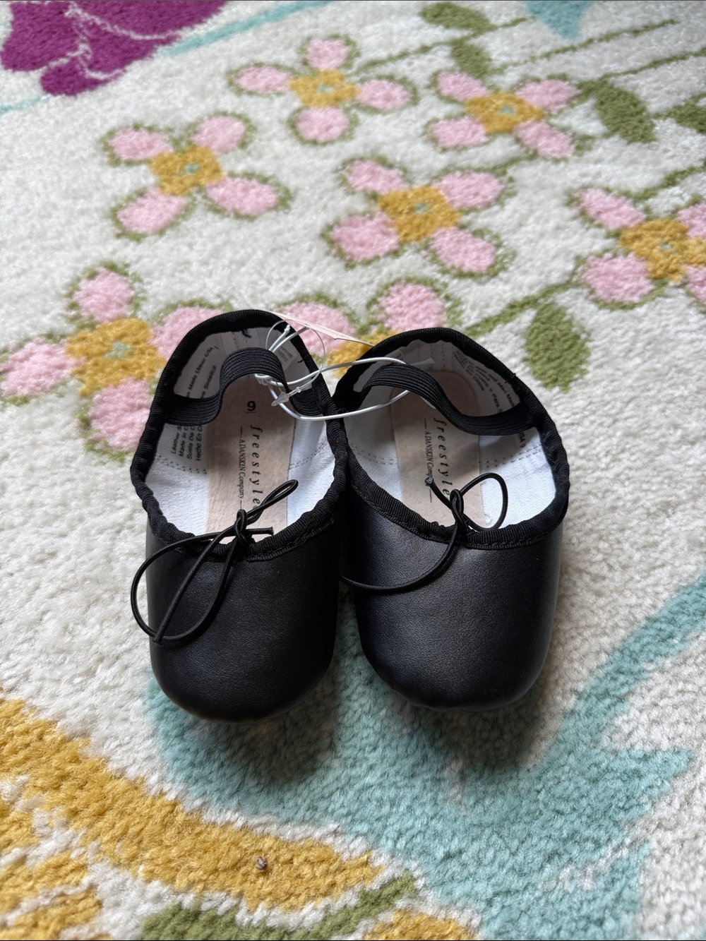 Freestyle Black Girls' Ballet Flats with Bow Accent